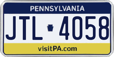 PA license plate JTL4058