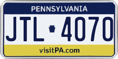 PA license plate JTL4070