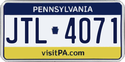 PA license plate JTL4071