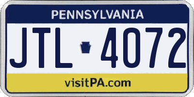 PA license plate JTL4072