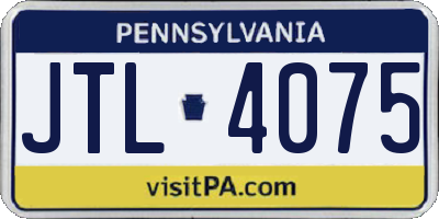 PA license plate JTL4075