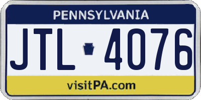 PA license plate JTL4076