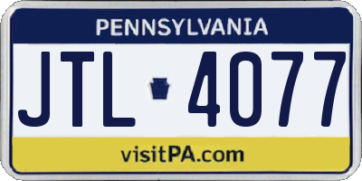 PA license plate JTL4077