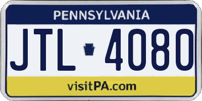 PA license plate JTL4080