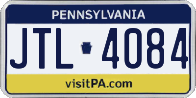 PA license plate JTL4084