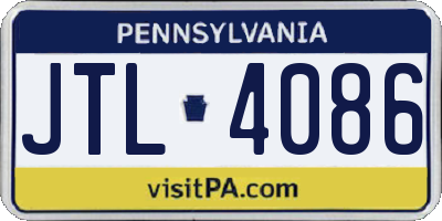 PA license plate JTL4086