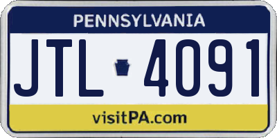 PA license plate JTL4091