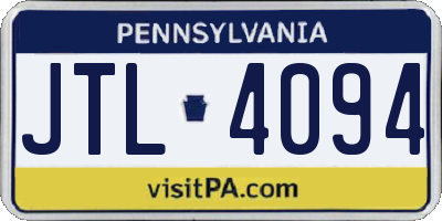 PA license plate JTL4094