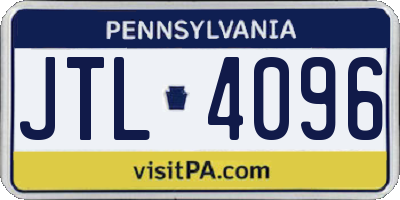 PA license plate JTL4096