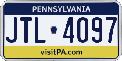 PA license plate JTL4097