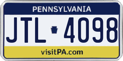 PA license plate JTL4098