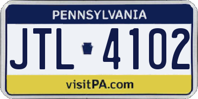 PA license plate JTL4102