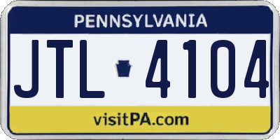 PA license plate JTL4104