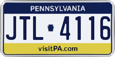 PA license plate JTL4116