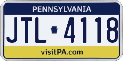 PA license plate JTL4118