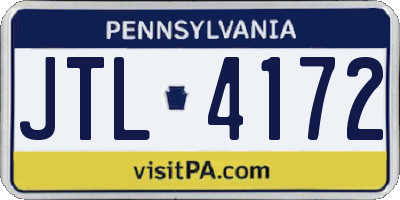 PA license plate JTL4172