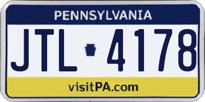 PA license plate JTL4178