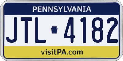 PA license plate JTL4182