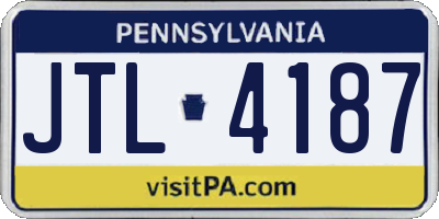 PA license plate JTL4187
