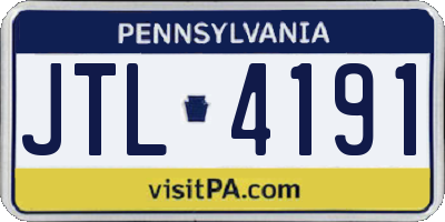 PA license plate JTL4191