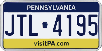 PA license plate JTL4195