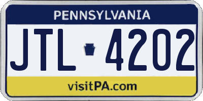 PA license plate JTL4202
