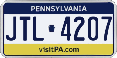 PA license plate JTL4207