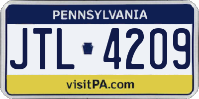 PA license plate JTL4209