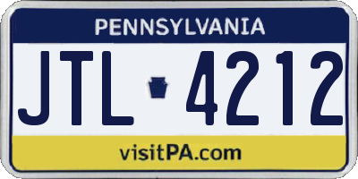 PA license plate JTL4212