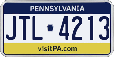 PA license plate JTL4213