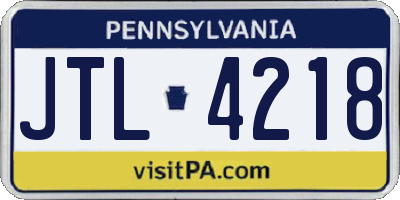 PA license plate JTL4218