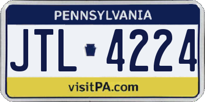 PA license plate JTL4224