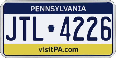 PA license plate JTL4226