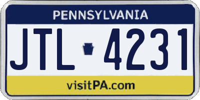 PA license plate JTL4231