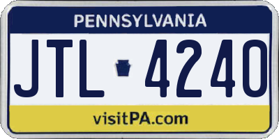 PA license plate JTL4240