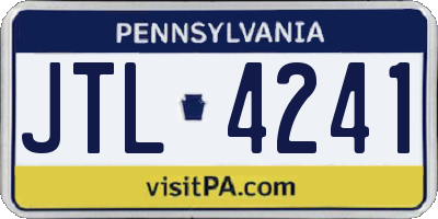 PA license plate JTL4241