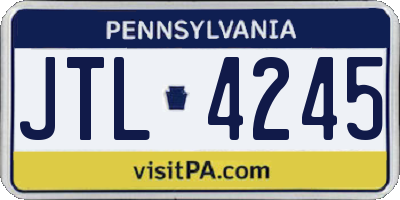 PA license plate JTL4245