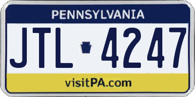 PA license plate JTL4247