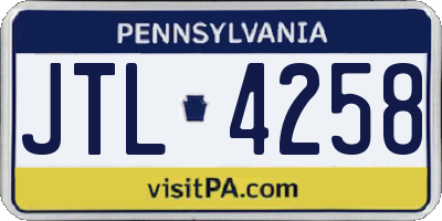 PA license plate JTL4258