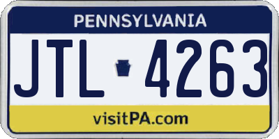PA license plate JTL4263