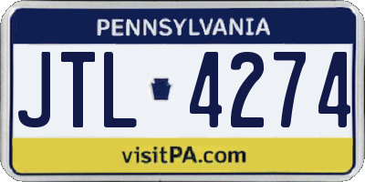 PA license plate JTL4274