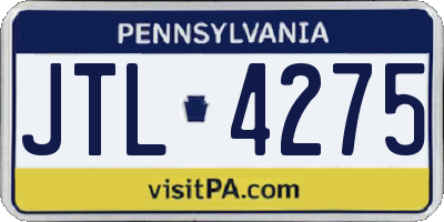 PA license plate JTL4275