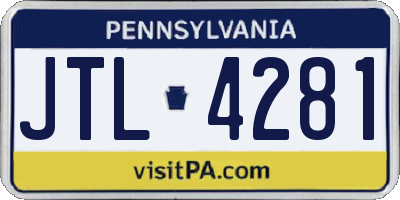PA license plate JTL4281