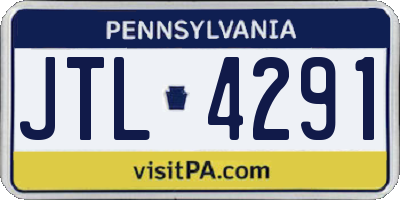 PA license plate JTL4291