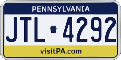 PA license plate JTL4292