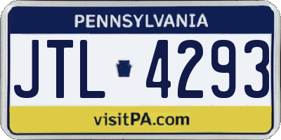 PA license plate JTL4293