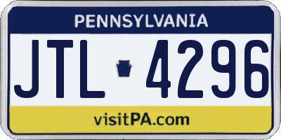 PA license plate JTL4296