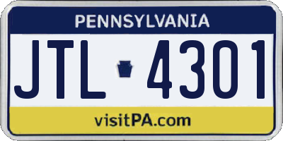 PA license plate JTL4301