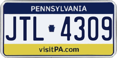 PA license plate JTL4309