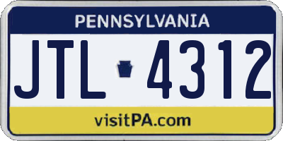PA license plate JTL4312
